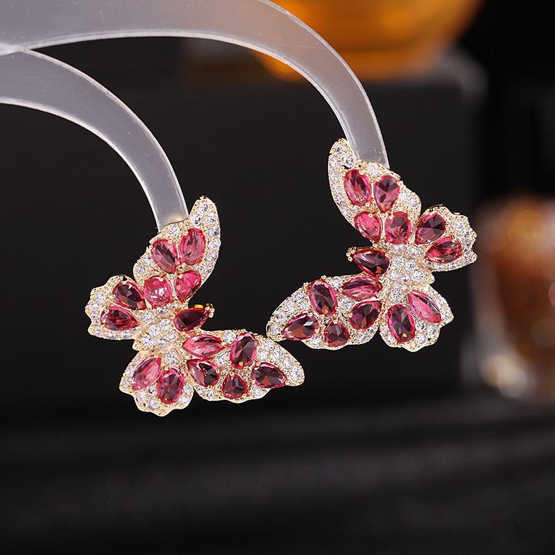 Red Graceful Butterfly Earrings