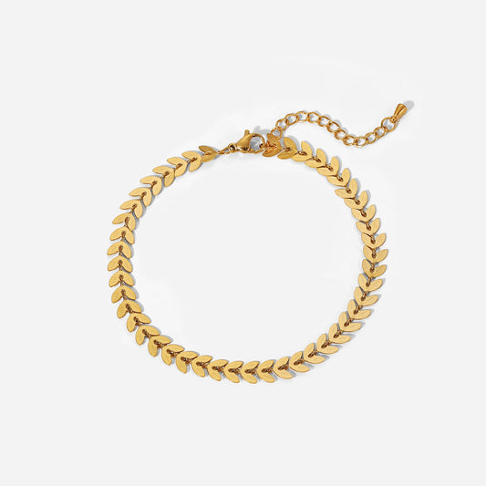 18K plated 0.6cm Leaf Anklet