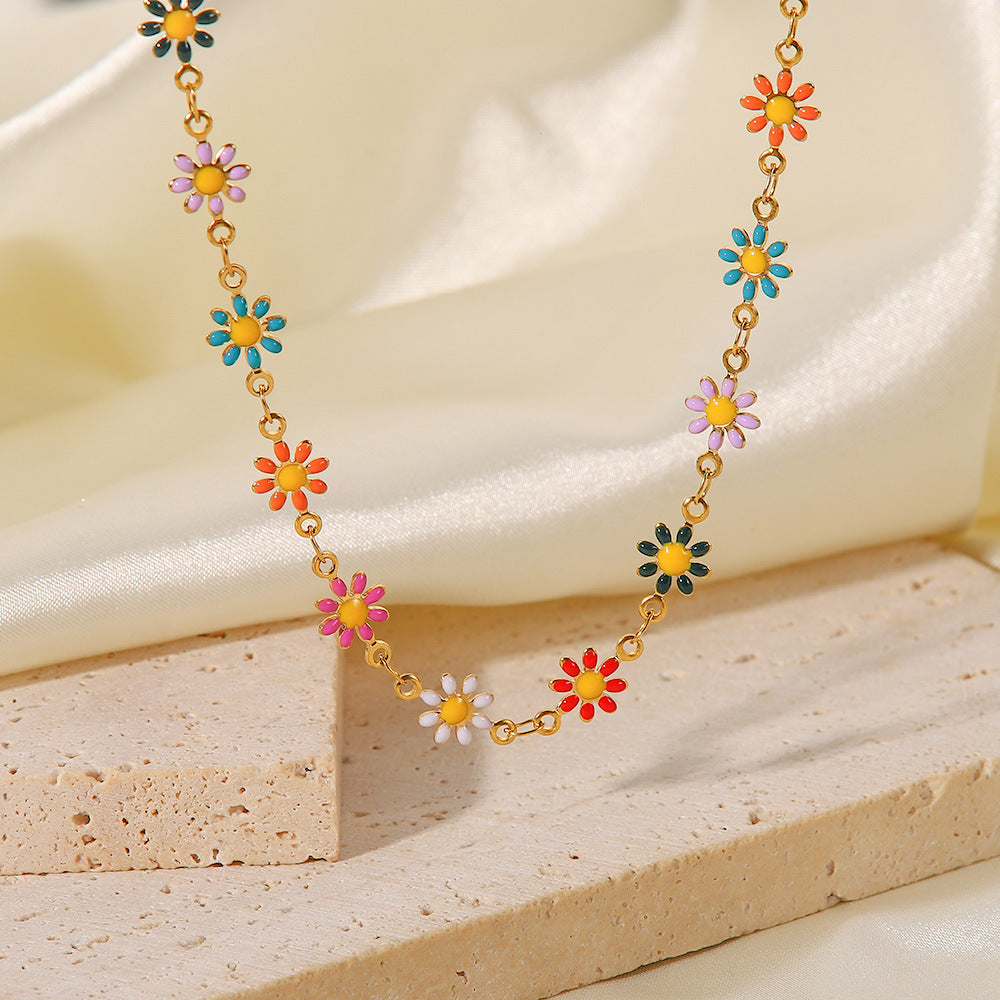 Colorful Sunflower Necklace and Bracelet set