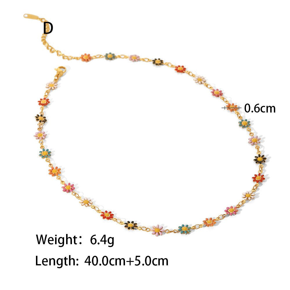 Colorful Sunflower Necklace and Bracelet set