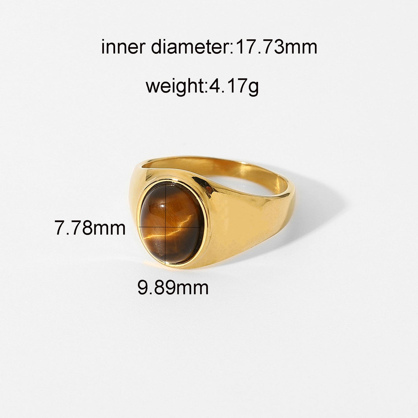 18K plated Brown Oval Cymophane Ring