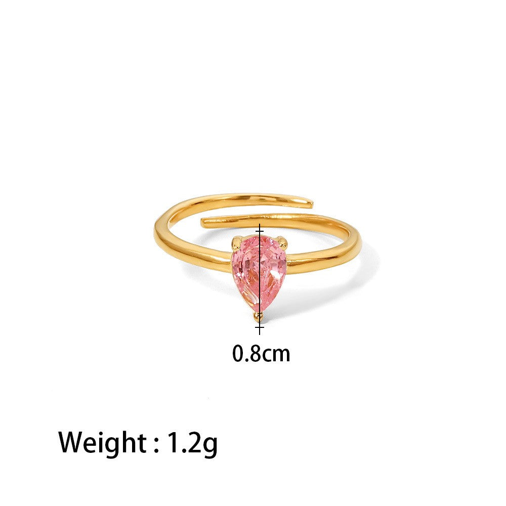 18K plated Endless Love Heart Ring Green/Pink/White