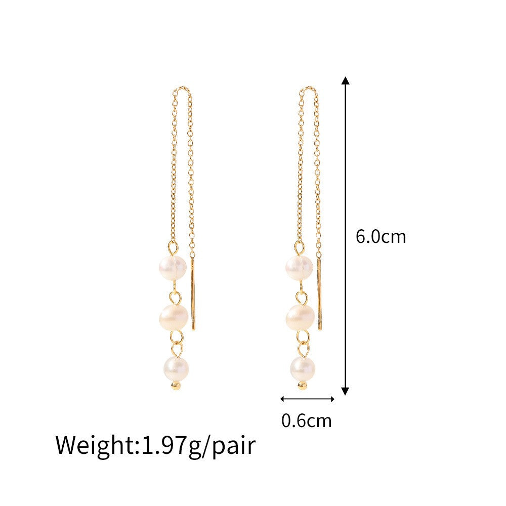 18K Plated Earrings Drop with Pearls