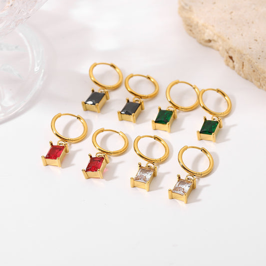 18K plated Huggie Earrings Red/Black/Green/White