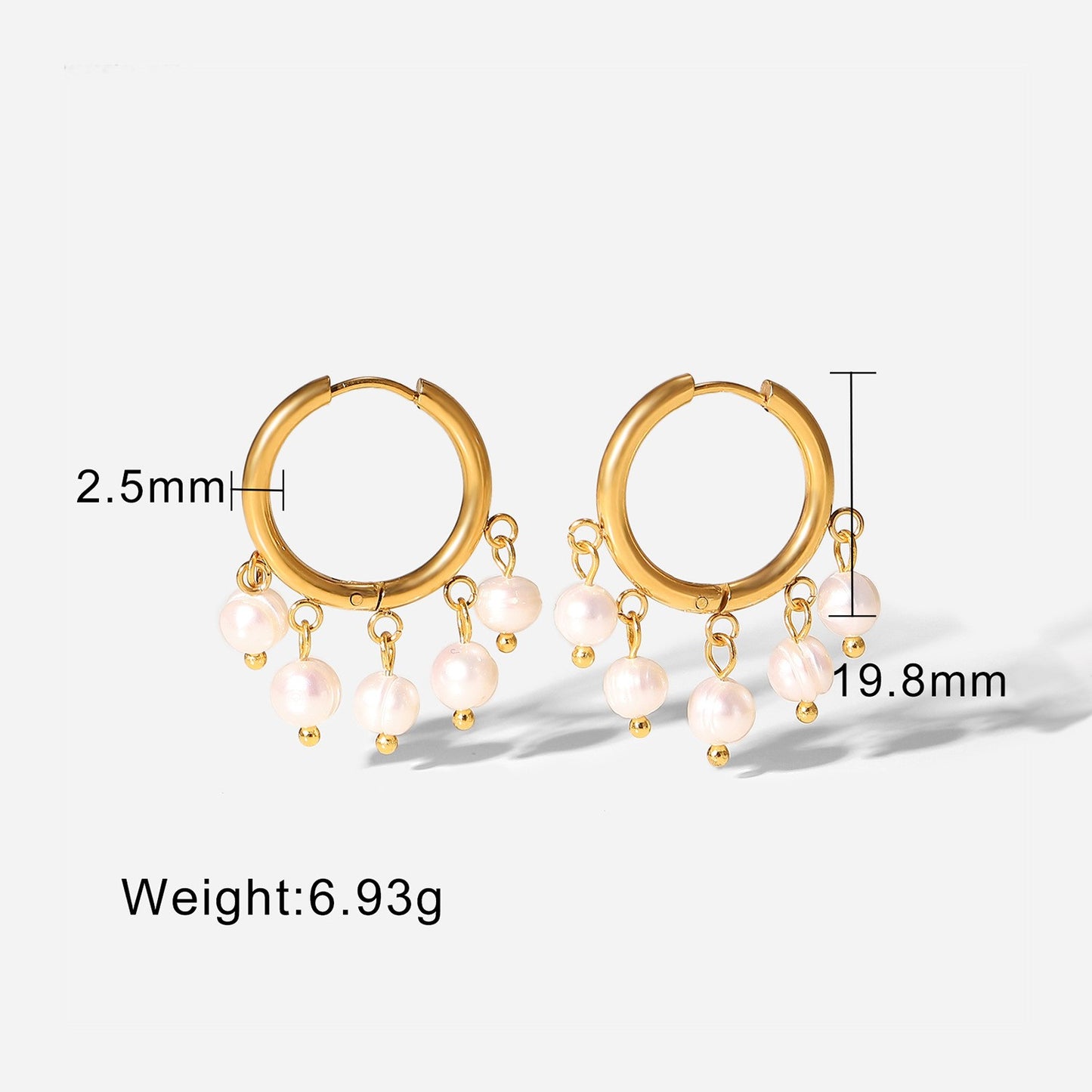 18K plated Pearl Huggie Earrings