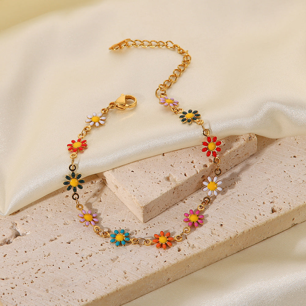 Colorful Sunflower Necklace and Bracelet set