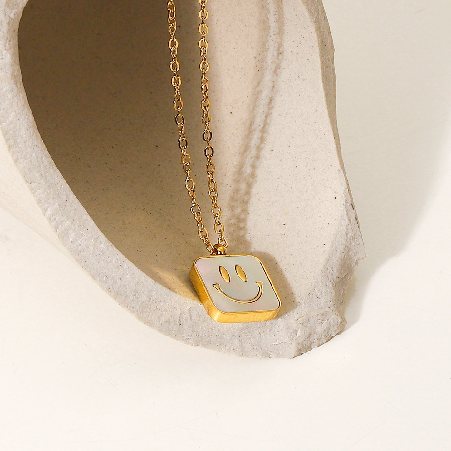 18K plated Square Smile Necklace