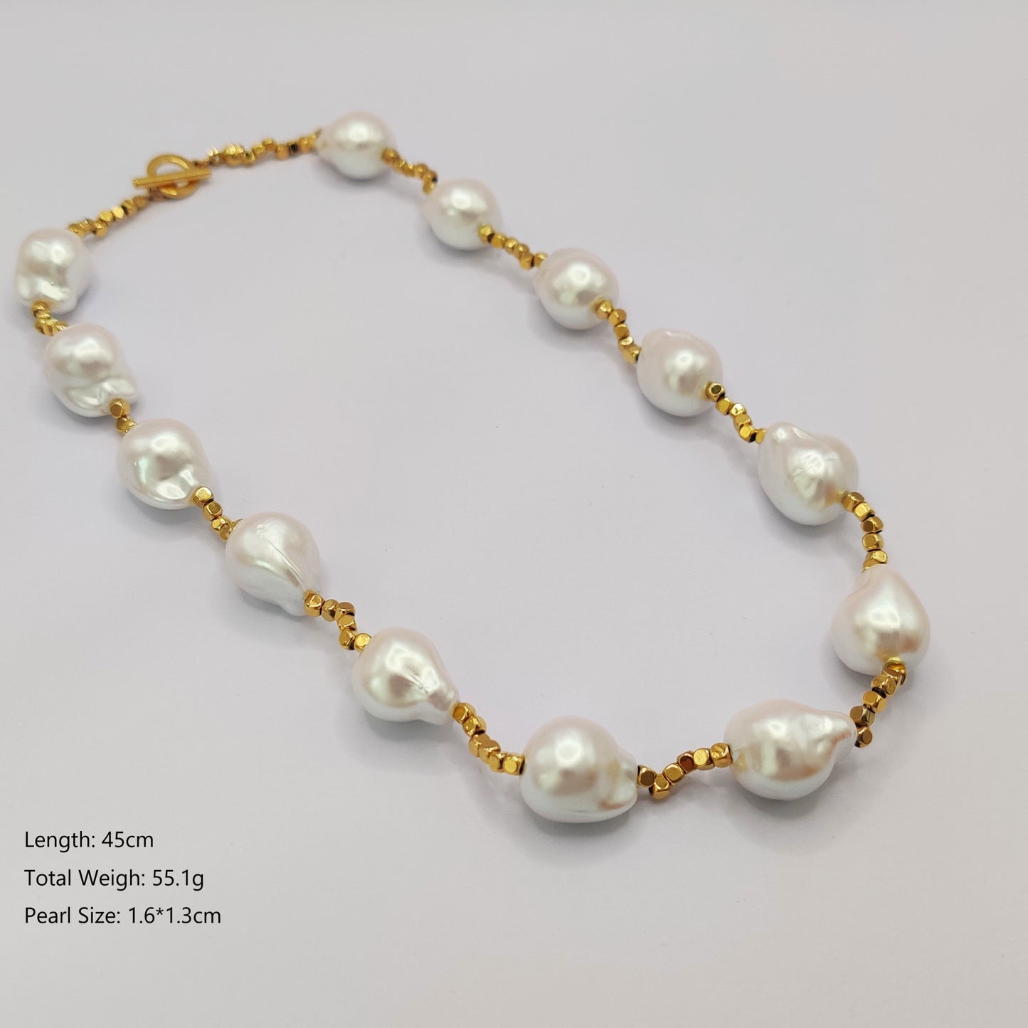 18K plated Deluxe Baroque Pearl Necklace