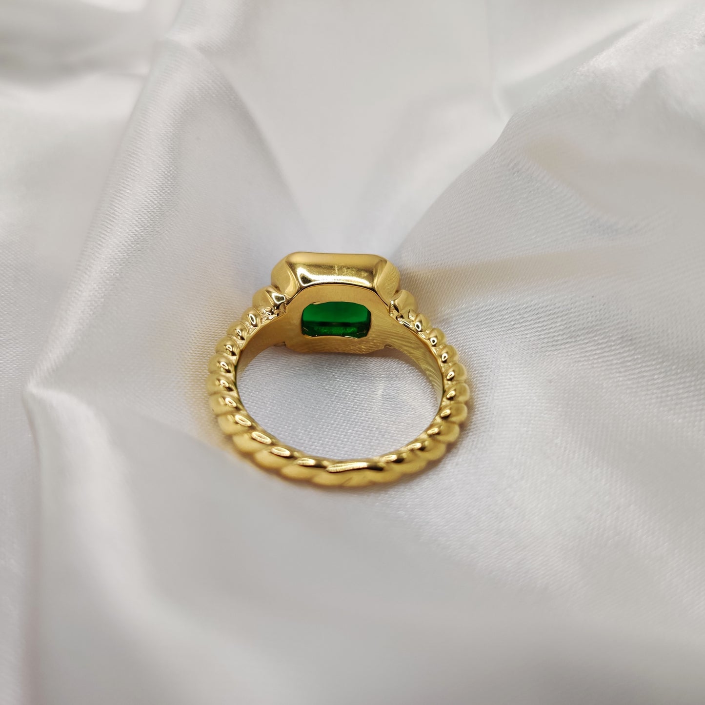 Rectangle Green Gemstone Ring