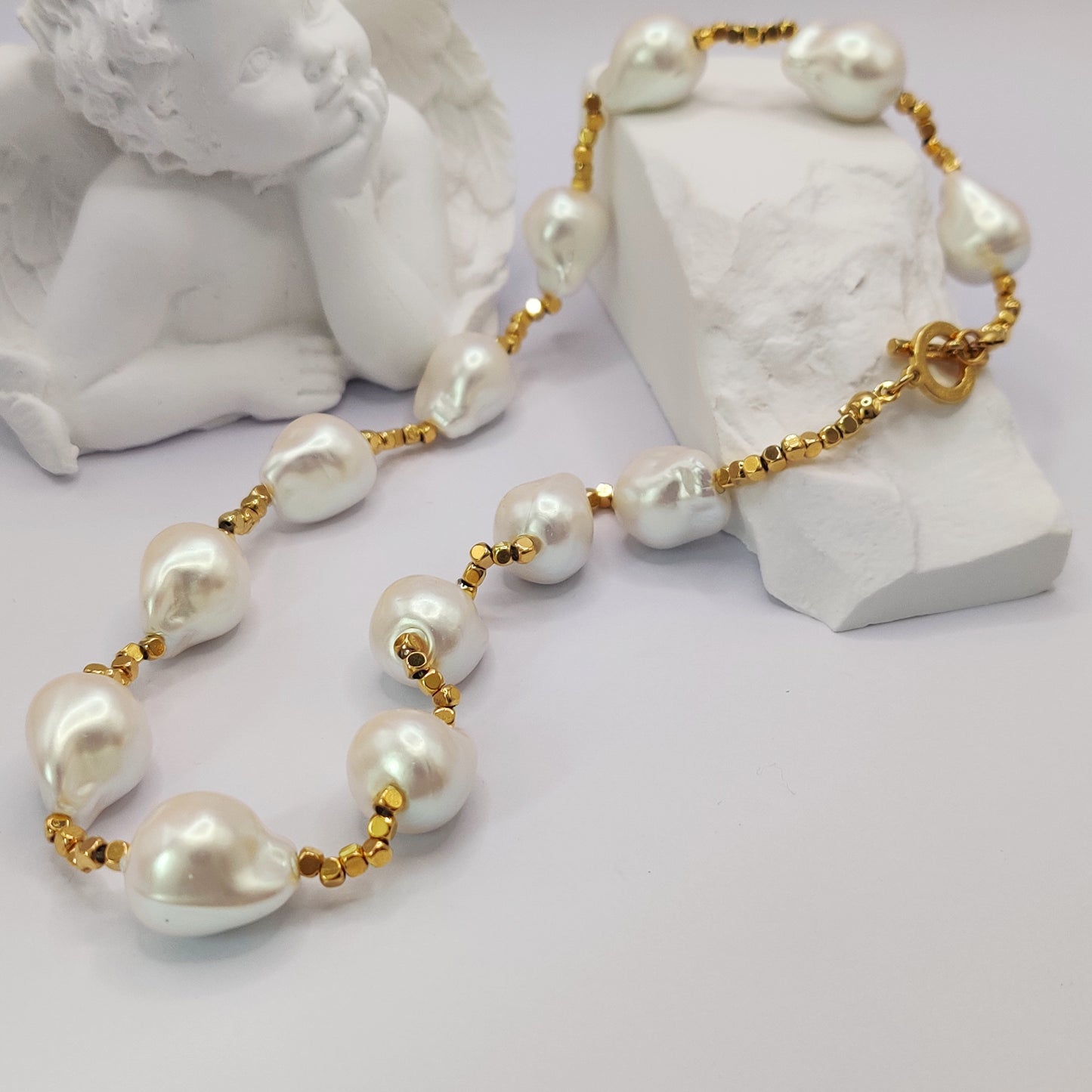 18K plated Deluxe Baroque Pearl Necklace