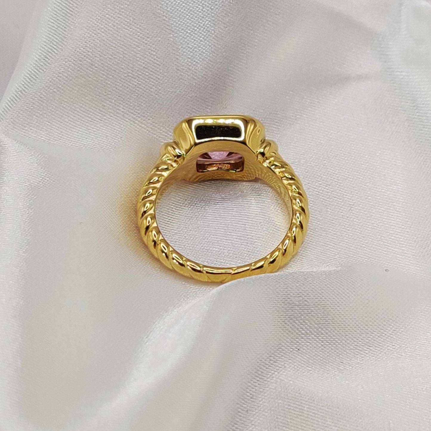 Rectangle Pink Gemstone Ring